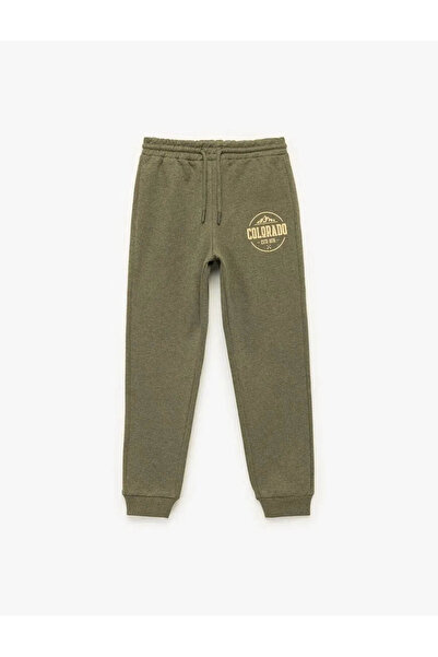 Koton Printed Two Thread Raised Jogger Khaki Boys' Sweatpants 6Wkb40049Tk
