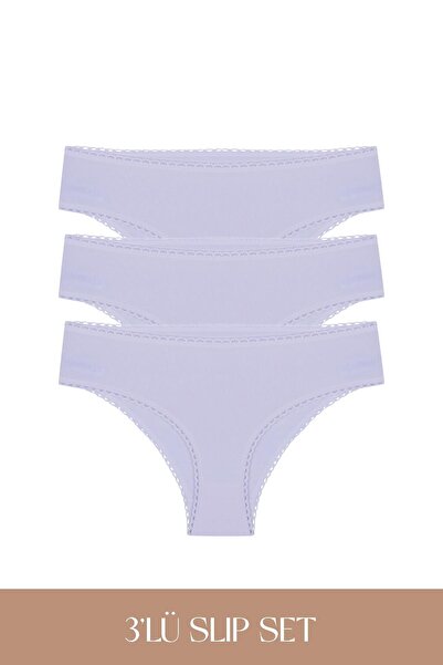 Feu De Elu Cotvie Lilac Cotton Slip 3-Piece Panty Set