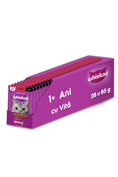Whiskas Wet Cat Food, Beef in Gravy, 28 x 85g