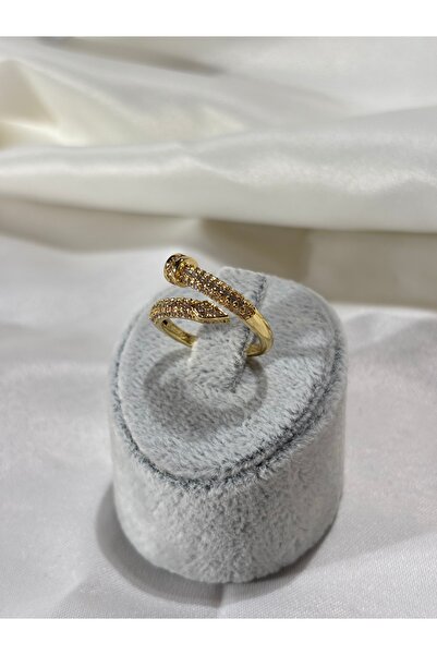 Uzak Işıklar خاتم من الفولاذ الذهبي مرصع بحجر الزركون