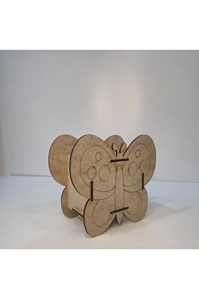 toptanetkinlikboyama Butterfly Piggy Bank Wooden Painting Set | Educational Mdf Activity for Children | Demountable Wooden Piggy Bank