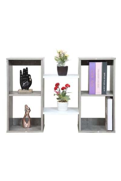 BAITY Wall Shelves 2-Tier Wood Gray and White - Malaysian Made