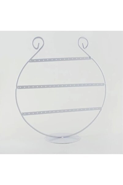 MeGass Dekor حامل أقراط معدني مستورد باللون الأبيض مقاس 29×29 سم