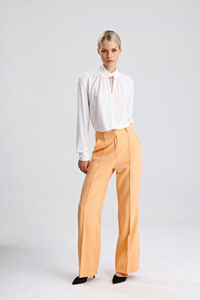Sense Ornamentally Stitched Hürrem Fabric Wide-Leg Trousers | Pnt34239 Salmon