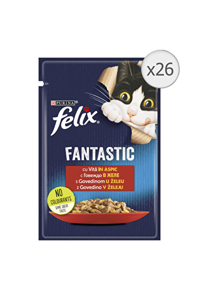 FELIX Fantastic Beef in Aspic Wet Cat Food, 26 x 85 g