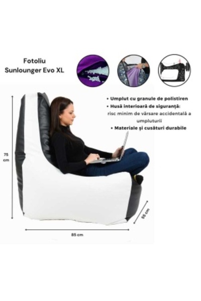 Pufrelax Fotoliu tip Scaun Sunlounger EVO XL, Material Piele Ecologica - Nude