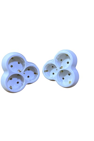 SERMER PAZARLAMA 2 قطعة من مقبس جوليات الثلاثي - أبيض، مع تأريض