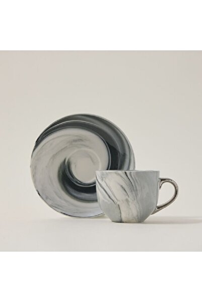 LA MESA Marble W Silver 12 Tea Cup&Saucer 200 Cc