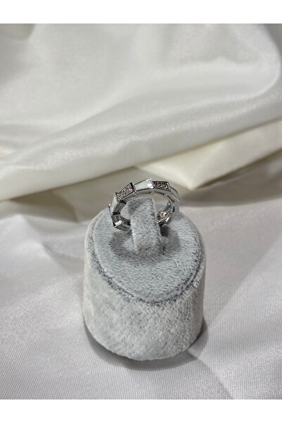Uzak Işıklar Silver Steel Ring with Zircon Stone Adjustable