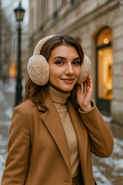 Luminos Butik Beige Imported Foldable Plush Headphones Klk01