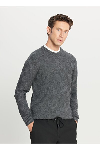 ALTINYILDIZ CLASSICS Bisiklet Yaka Standart Antrasit Melanj Erkek Kazak ACE049261483_ANM