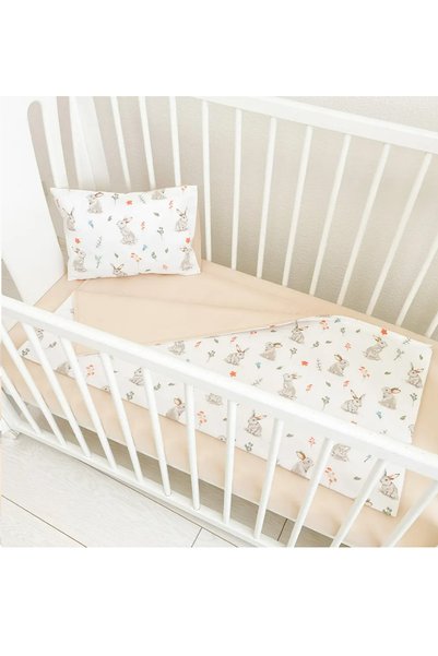 Jaju Baby Kapiçino Renk Tavşanlı 90x190 - 100x120- 120x200 cm Uyumlu Nevresim...