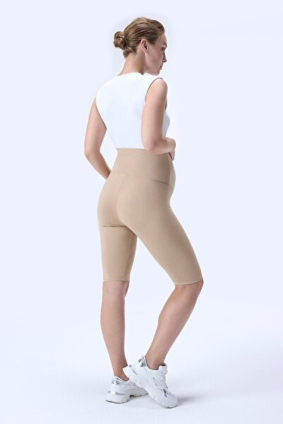 İmaj 715 Colanți de maternitate cu talie înaltă, cu efect de recuperare a culorii bej și extra flexibili