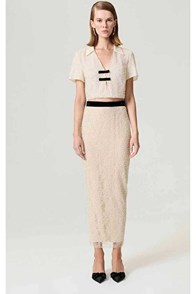 Nocturne İNCİ İŞLEMELİ MAXİ ETEK