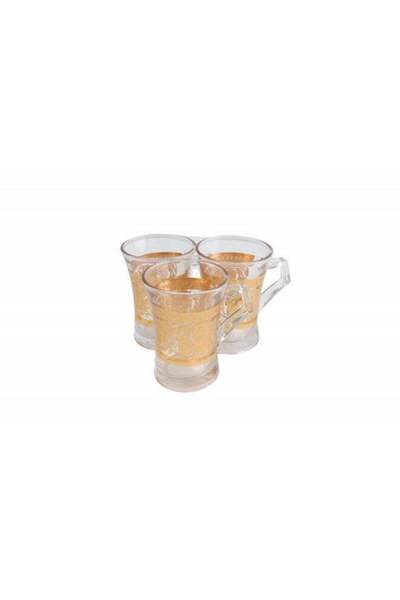 HOMEVEO 3 Pcs Tea Cup Set With Golden Design