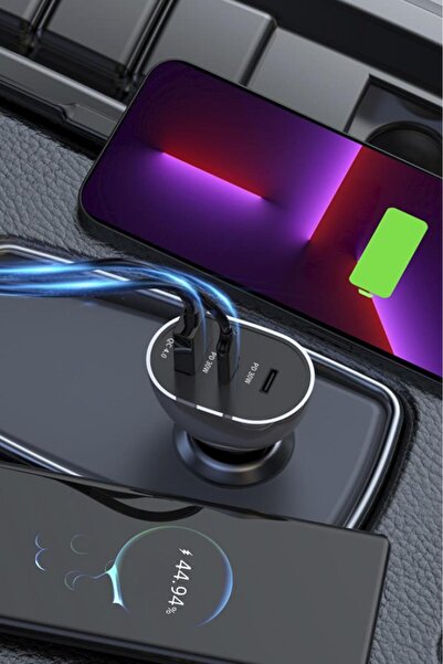 Torima C11 Siyah 68W USB ve Type-C Girişli Çakmaklık Hızlı Şarj Destekli Araç Şarj Aleti