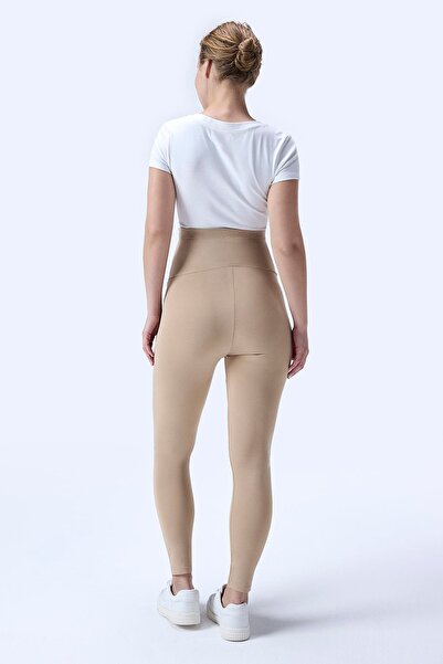 İmaj 714 Colanți de maternitate cu talie înaltă, cu efect de recuperare a culorii bej și extra flexibili