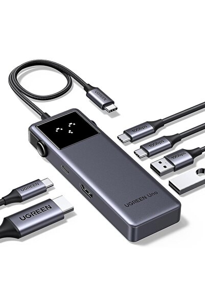 Ugreen Uno USB-C Hub 10Gbps, 4K HDMI, 100W PD, LED Ekran, 4 Port