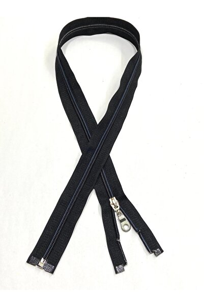 karantuhafiye Спортно яке с цип / 76 см / Черно тъмно петролно зъбче / msn032