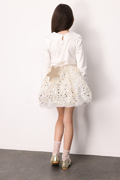 Le Mabelle Біла зірка з бантиком, деталізована спідниця з тюлю для дівчаток - Aster