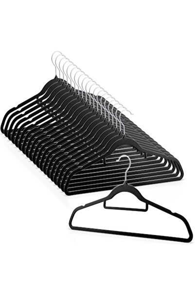 EBA Set 20 Premium Hangers EBA, Velvet Non-Slip, Black, 44.5x23cm