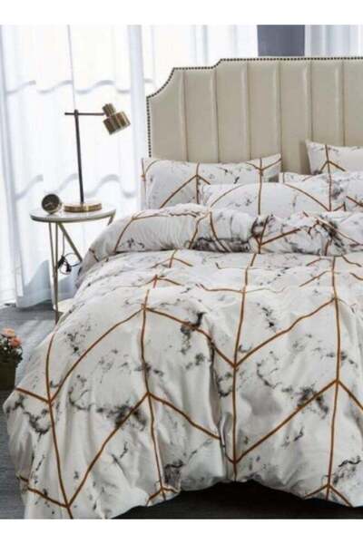 LUNA HOME طقم سرير مفرد بدون حشو، مكون من 4 قطع بتصميم رخامي