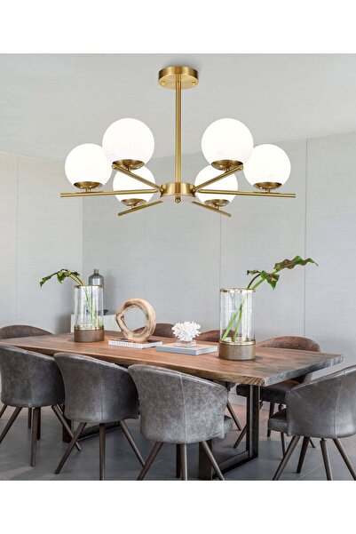 RFAN Candelabru, Model F0015/6, Cu Abajururi, 6 X E27, Auriu