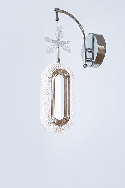 Fer Avize Doruk Aplik Krom Dekoratif Led Aydınlatma Kristal Taş Beyaz Işık Hol Antre Cafe