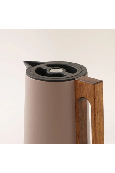 Dallaty Steel vacuum flask flask with wood handle 0.6L, dark beige