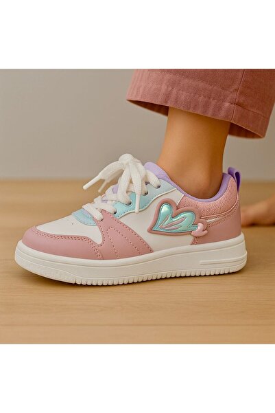 JOJO KIDS Girl's leather sports shoes with velcro and laces, super light sneakers, orthopedic, school sneakers.