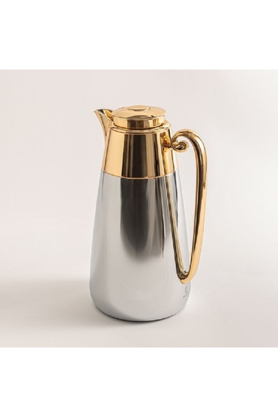 Dallaty Set of 2 steel vacuum flask chrome & gold 1L
