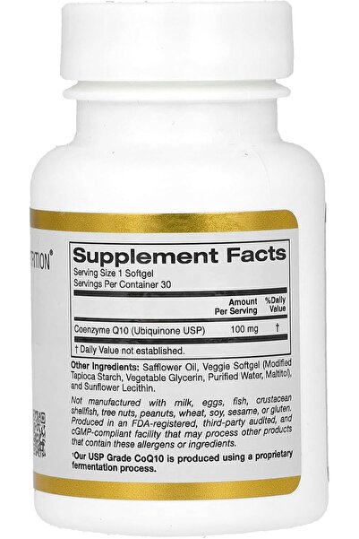 California Gold Nutrition , CoQ10, 100 mg, 30 Veggie Softgels