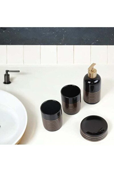 HOMEVEO طقم حمام سيراميك أنيق وعصري بألوان متناغمة، مكون من 4 قطع