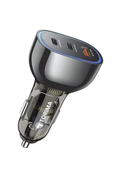 Torima C11 Siyah 68W USB ve Type-C Girişli Çakmaklık Hızlı Şarj Destekli Araç Şarj Aleti