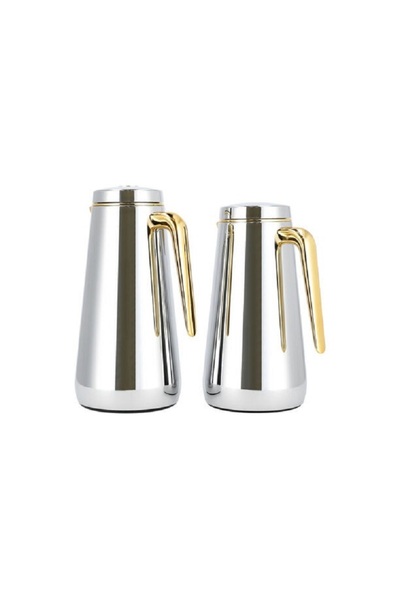 Dallaty Set of 2 chrome steel vacuum flask 1.0L and 1..3L