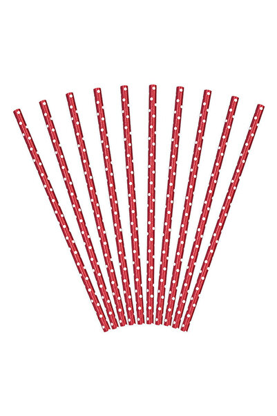 Share the Love Red Polka Dot Paper Straws - Set of 10