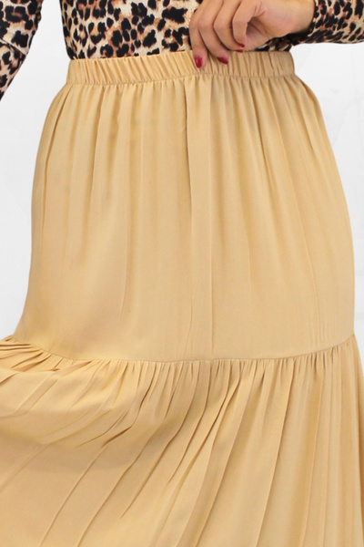 SHE BEST Relaxed Fit Viscose Fabric Elastic Waist Ruffled Long Women's Gypsy Skirt