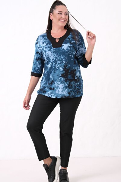 tarzımsüper Plus Size Women's Poor Sleeve Stylish Collar Blouse