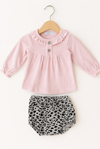 For My Baby Leopard Blouse Shorts 2 Piece Set