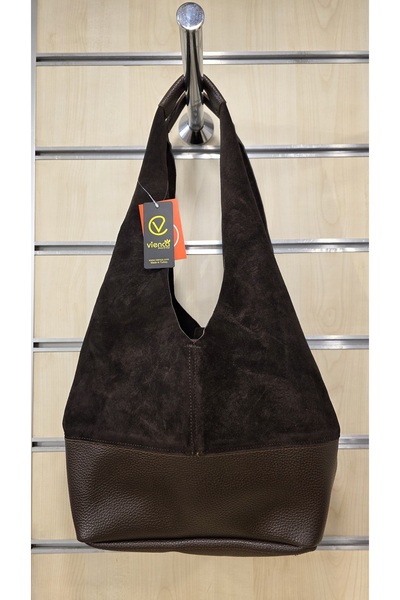 VİENCA Kadın Hakiki Süet Deri Yavrulu Heybe Omuz Çantası