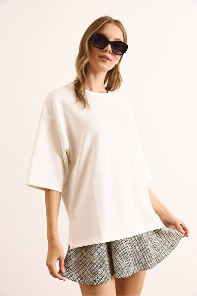 Olalook Γυναικείο μπλουζάκι με λευκό μοντάλ με λαιμόκοψη με απαλή υφή TSH-19000935