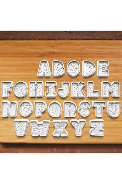 Hobist Farklı Desenli Alfabe 26 Harf Set Kurabiye ve Şeker Hamuru Kalıbı