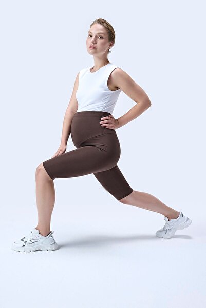 İmaj 349 High Waist Maternity Leggings with Brown Color Recovery and Extra Stretchy Effect