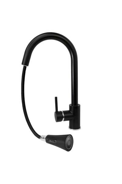 NewEvo Premium multifunctional kitchen faucet, stainless steel, high spout, with extractable spray