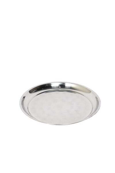 HOMEVEO Stainless Steel Round Dinner Plate Silver 35 cm