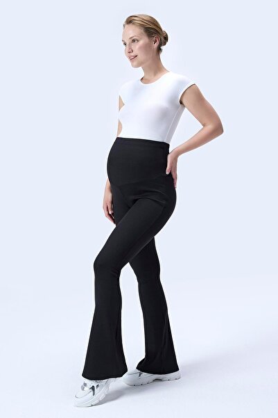 İmaj 367 Colanți de maternitate cu talie înaltă, cu efect de recuperare a culorii negre și extra flexibili