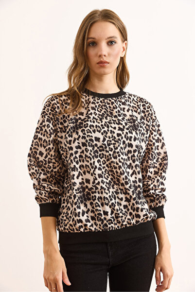 Olalook Γυναικείο φούτερ με ψηφιακό λεοπάρ στάμπα πέτρας SWT-19000748