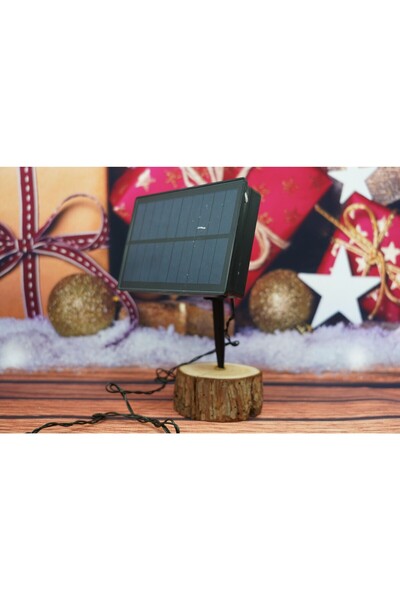 Teo Decorațiune LED de Crăciun, 8 metri, 50 LED-uri alb cald, telecomandă, energie solară, interior/exterior