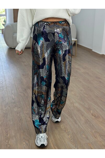 Sep Butik Colorful Lycra Sequin Design Trousers
