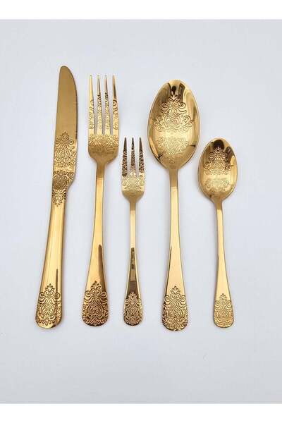 Elegant شوك وملاعق ذهبية بنقوش فريدة